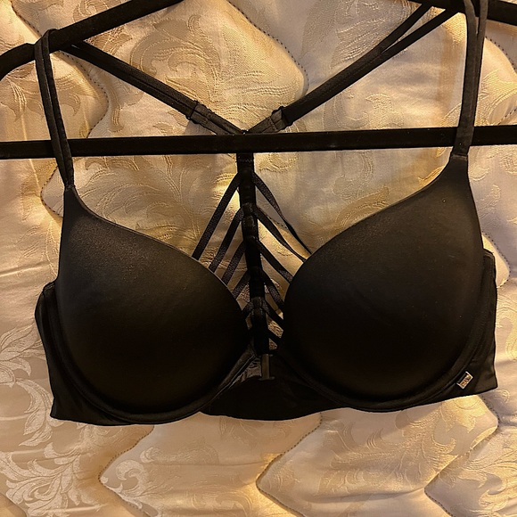 Victoria's Secret Other - VS Bra 38C Black Very Sexy Push Up Strappy Crossover Back Lingerie pre loved🔥🔥